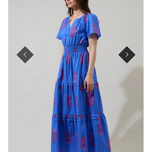 NWT Sugar Lips Shayna Floral Palmer Poplin Tiered
Maxi Dress size XL-i10 - Picture 4 of 6